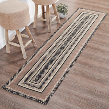 Sawyer Mill Charcoal Creme Jute Braided Rug/Runner Rect w/ Pad 2'x8' VHC Brands - The Fox Decor